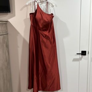 Burnt orange bridesmaid dress with pockets